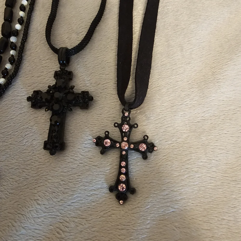 Beaded & Rhinestone Cross Necklaces